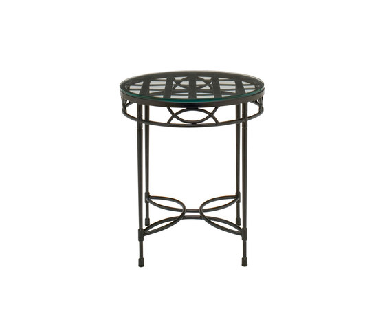 AMALFI WOVEN GLASS TOP SIDE TABLE ROUND 51 | Tables d'appoint | JANUS et Cie