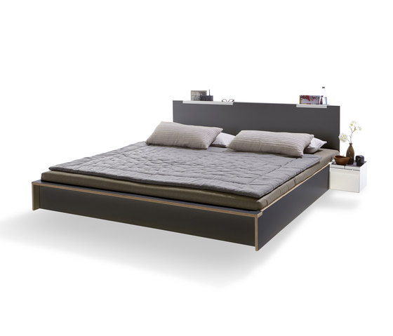 Flai Bed CPL anthracite with headboard | Lits | Müller small living