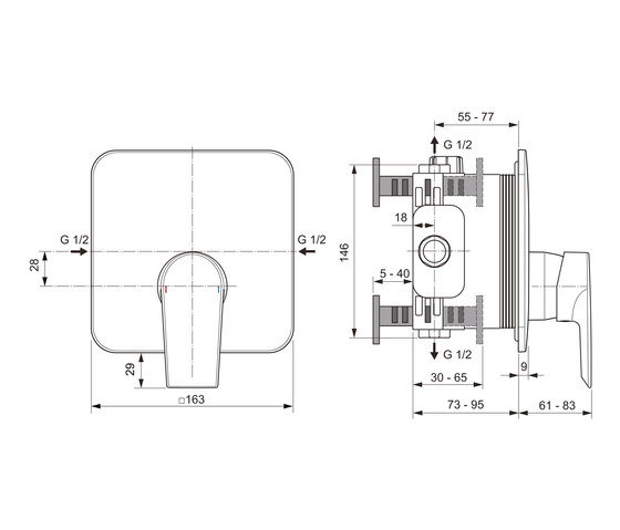 Edge Brausearmatur UP Bausatz 2 | Duscharmaturen | Ideal Standard