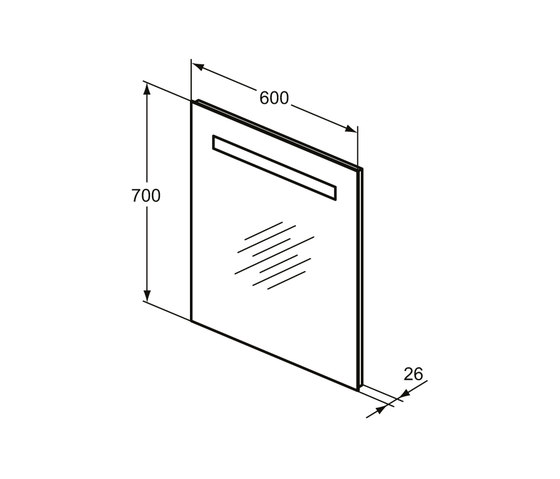 Mirror & Light Spiegel 600 mm mit Beleuchtung (27,4 W) | Badspiegel | Ideal Standard