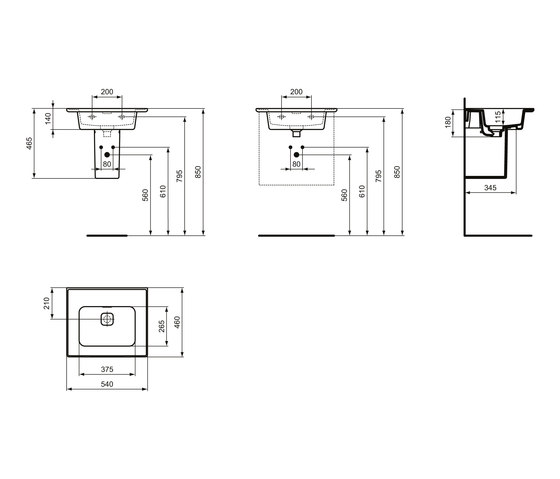 Strada II Möbelwaschtisch 500 mm, ohne Hahnloch | Wash basins | Ideal Standard