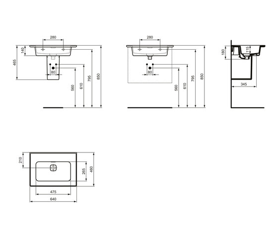 Strada II Möbelwaschtisch 600 mm, ohne Hahnloch | Lavabi | Ideal Standard
