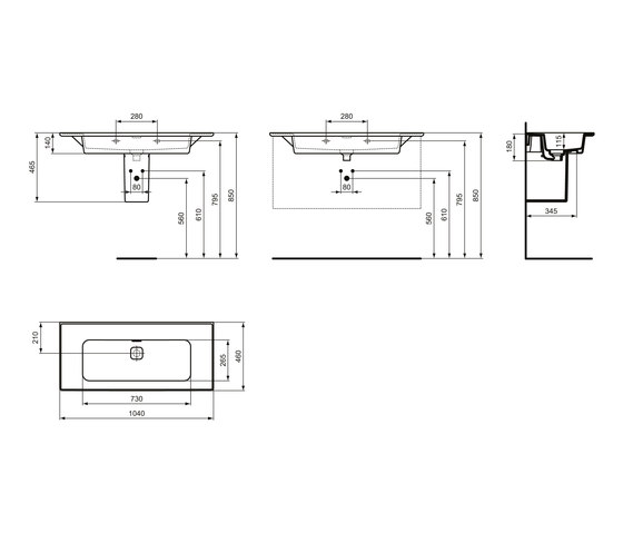 Strada II Möbelwaschtisch 1000 mm, ohne Hahnloch | Lavabos | Ideal Standard