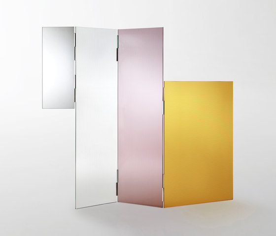 Rayures modular privacy screen in glass with mirror | Paredes móviles | Glas Italia