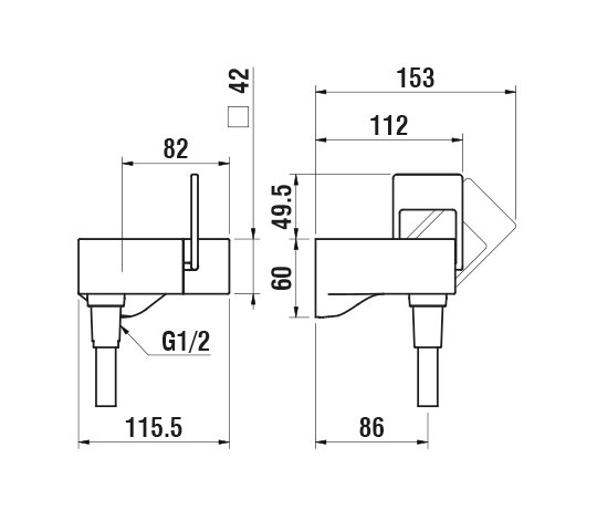 Quadriga | Shower mixer for Simibox 1-Point | Shower controls | LAUFEN BATHROOMS