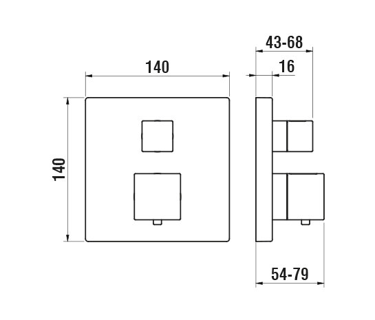 Quadriga | Fertigmontage-Set für thermostatischen 2-Griff Unterputz-Bademischer | Duscharmaturen | LAUFEN BATHROOMS