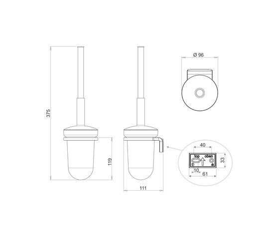 Chic 14 WC-Bürstengarnitur mit Schliessdeckel | Toilettenbürstengarnituren | Bodenschatz