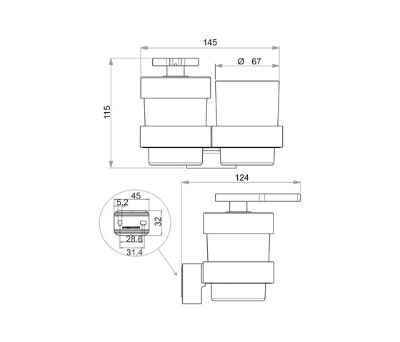 Nandro Kombi Seifenspender und Glashalter | Seifenspender / Lotionspender | Bodenschatz