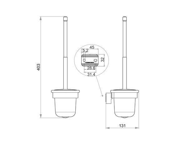 Nandro Toilet brush set with closing lid | Toilet brush holders | Bodenschatz