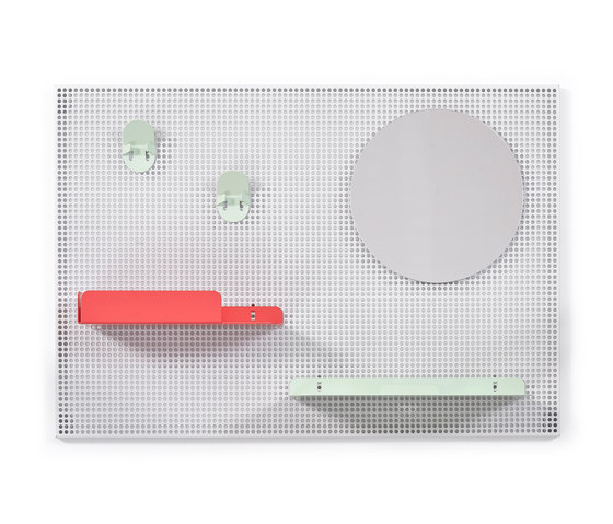 Wall system Alfred, light grey red and pastel green | Scaffali | Hartô