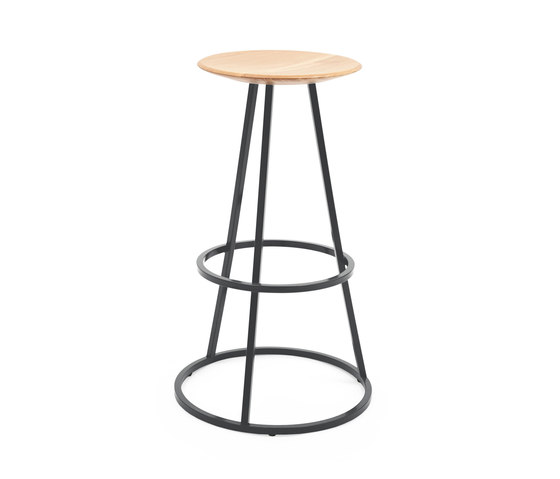 Bar stool Grand Gustave oak H77, slate grey | Bar stools | Hartô