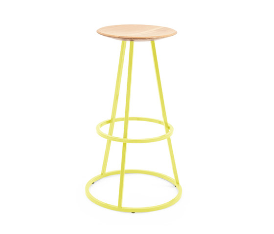 Bar stool Grand Gustave oak H77, lemon yellow | Bar stools | Hartô