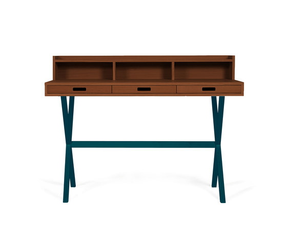 Hyppolite | Secretary desk in walnut, petrol blue | Desks | Hartô