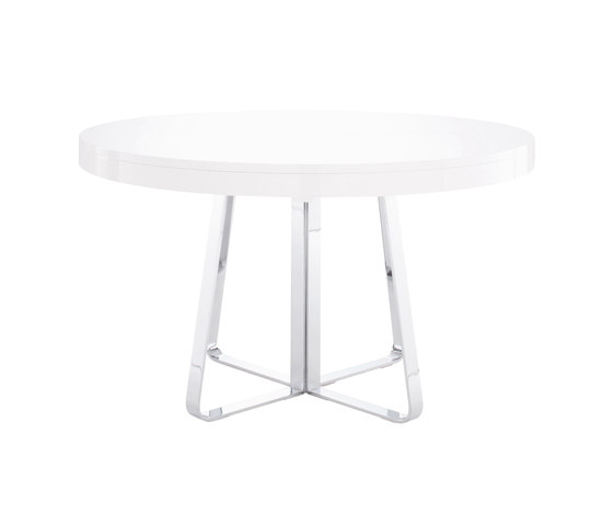 Ava | Dining Table Gloss White Lacquered Top + Matching Extension Brilliant Chromed Base | Dining tables | Ligne Roset