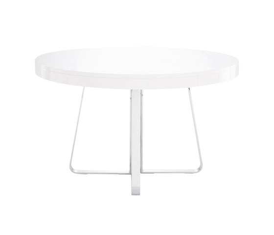 Ava | Dining Table Gloss White Lacquered Top + Matching Extension Brilliant Chromed Base | Dining tables | Ligne Roset