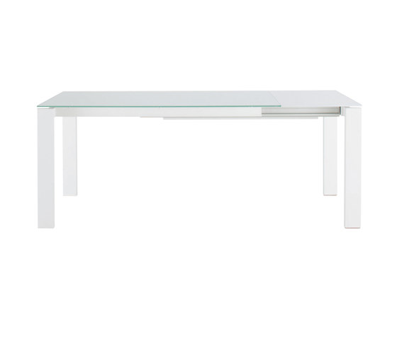 Bianco | Tavolo Da Pranzo Piano Vetro Laccato Bianco + 1 Prolunga In Alluminio Laccato Bianco | Tavoli pranzo | Ligne Roset