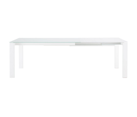 Bianco | Mesa De Comedor Sobre Vidrio Lacado Blanco + 1 Extension Aluminio Lacado Blanco | Mesas comedor | Ligne Roset