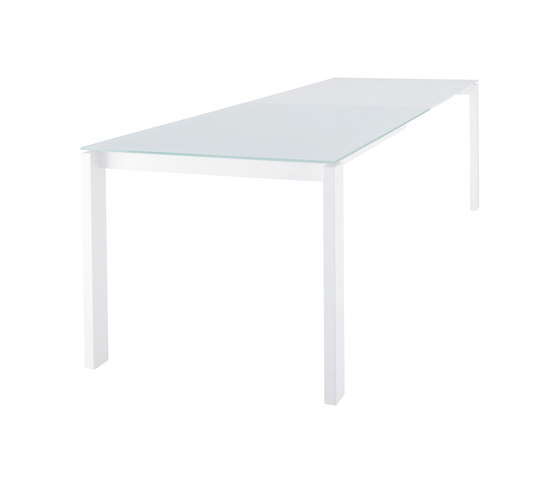Bianco | Dining Table Top White Lacquered Glass + 1 White Lacquered Aluminium Extension | Dining tables | Ligne Roset