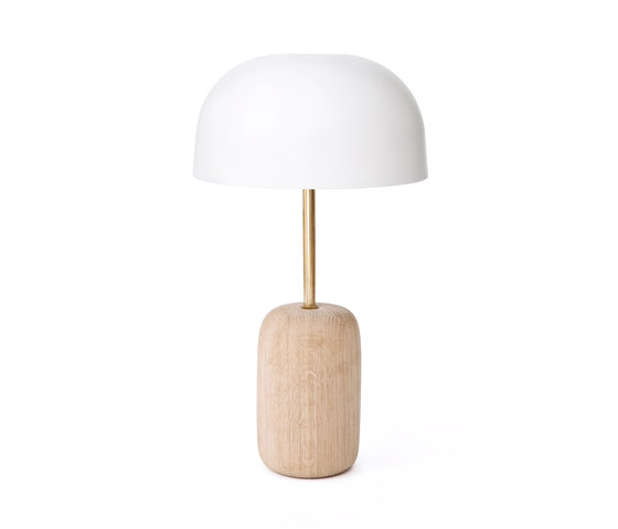 Nina | Table lamp, brass stick & white lampshade | Lampade tavolo | Hartô