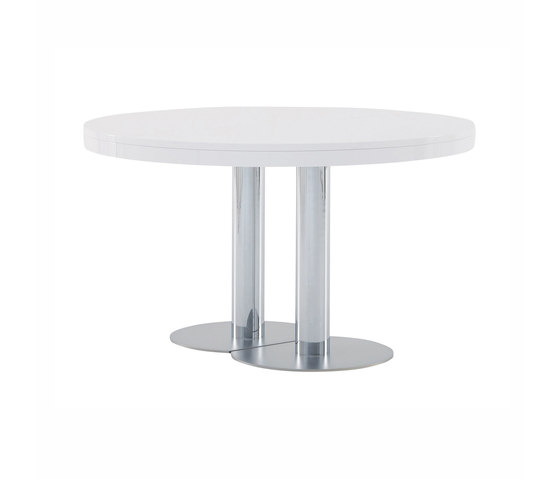 Craft | Extending Dining Table Gloss White Lacquer Chromed Base | Dining tables | Ligne Roset