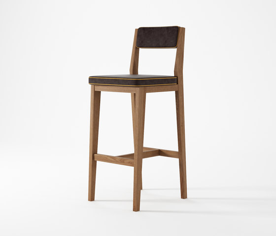 New Bistro BARSTOOL with dark brown leather mustard border | Bar stools | Karpenter
