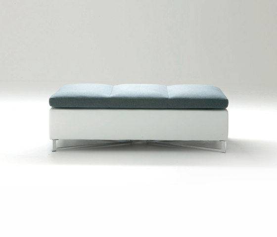 Feng | 2 Seat Settee Footstool Brilliant Chromed Base Complete Item | Benches | Ligne Roset