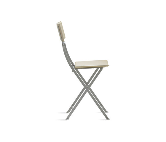 Sellier | Folding Chair - Aluminium Lacquered Frame "Beige" (79) Pigmented Undressed Hide 'out-Of-Collection' Colour | Chairs | Ligne Roset