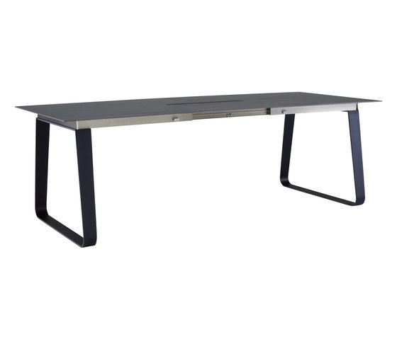 Vilna | Dining Table With Integral Extension Black Lacquered Base by Ligne Roset | Dining tables