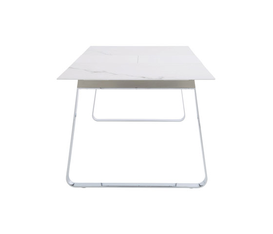 Vilna | Dining Table With Integral Extension Brilliant Chromed Base | Dining tables | Ligne Roset