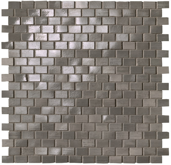 Brickell Grey Brick Mosaic Gloss | Ceramic mosaics | Fap Ceramiche