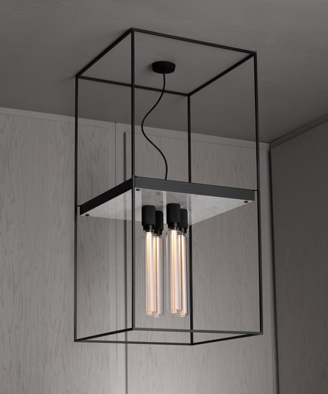 Caged Ceiling 4.0 | Polished White Marble | Buster Bulb Tube | Lampade plafoniere | Buster + Punch