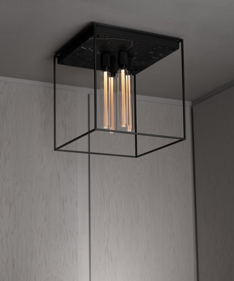 Caged Ceiling 4.0 | Satin Black Marble | Buster Bulb Tube | Ceiling lights | Buster + Punch