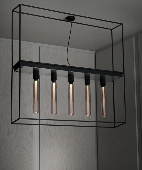 Caged Ceiling 5.0 | Brushed Steel | Buster Bulb Tube | Ceiling lights | Buster + Punch