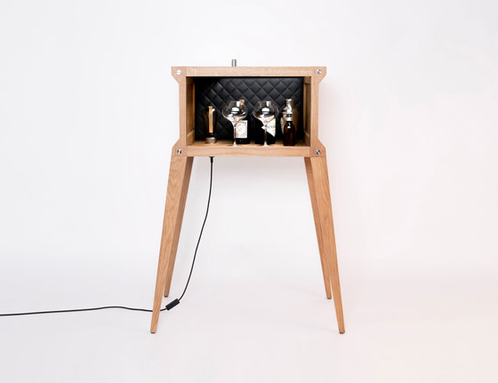 Popstar | Oak | Black Leather | Steel | White Marble | Drinks cabinets | Buster + Punch