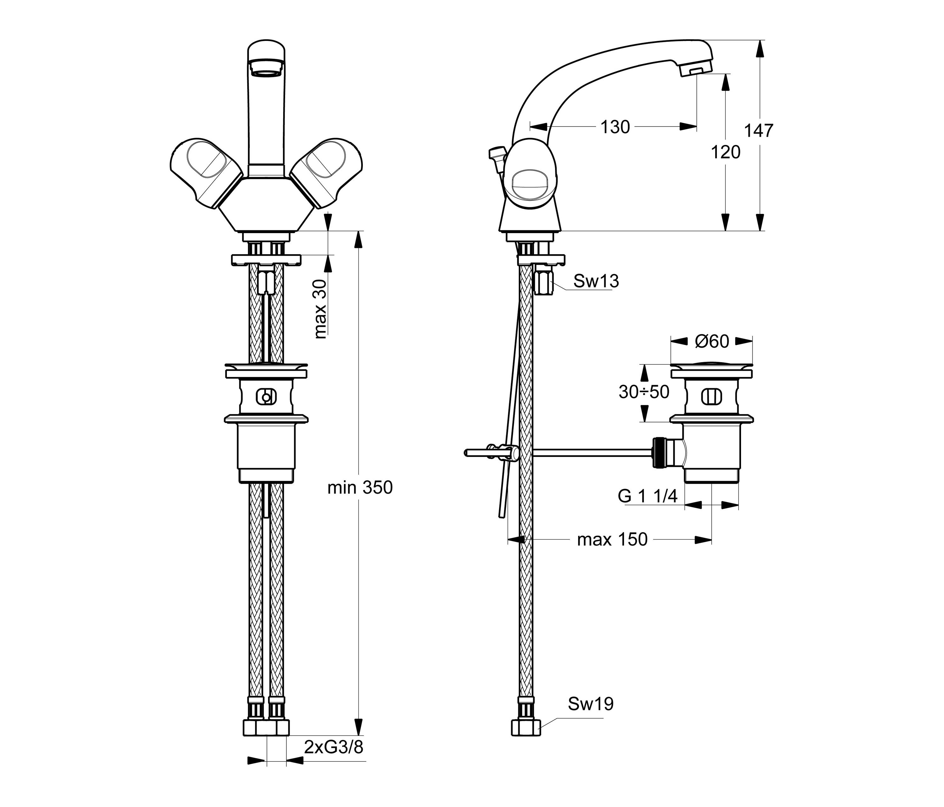 Alpha Waschtisch-Zweigriffarmatur (Auslaufhöhe 120 mm) | Architonic