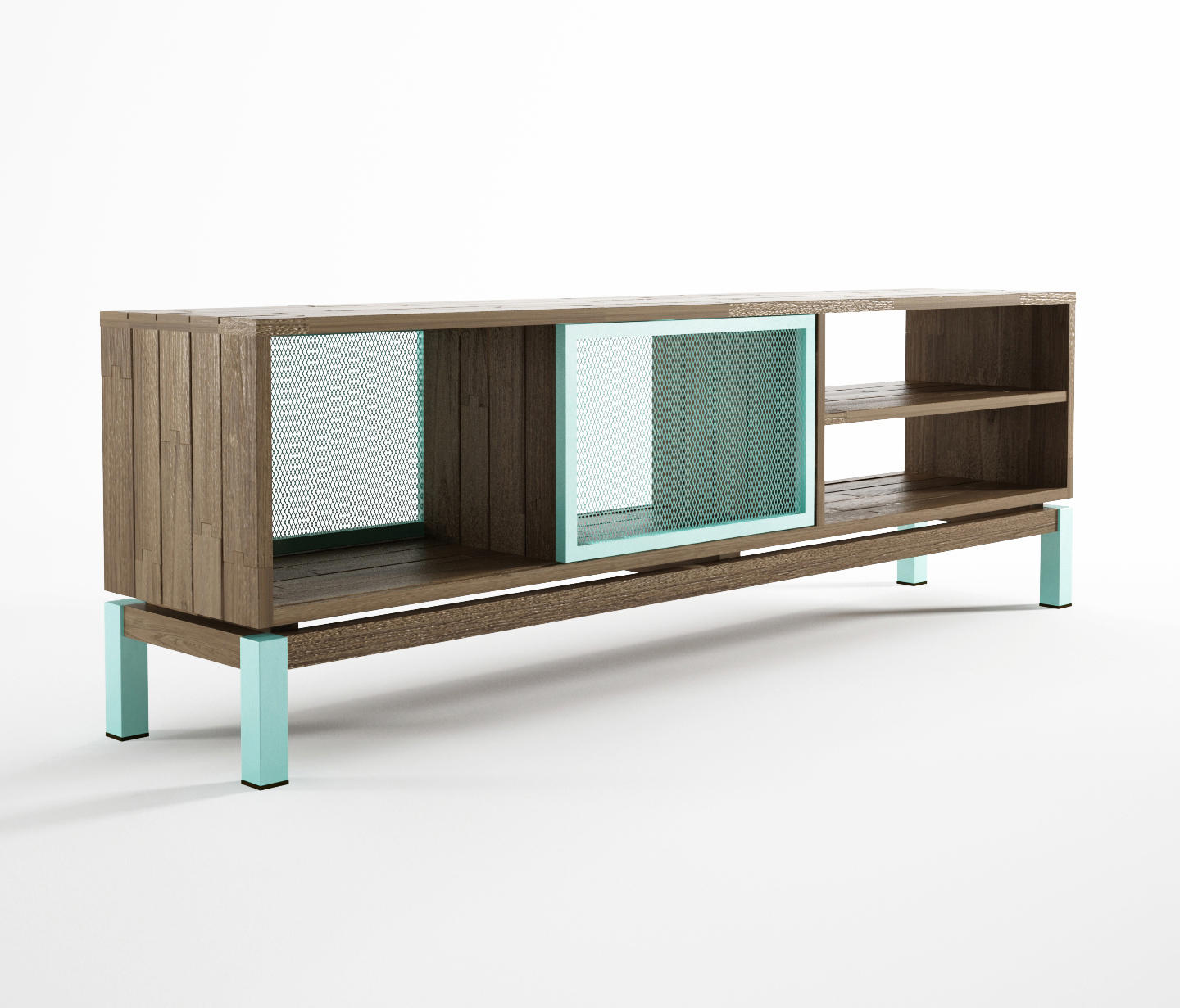 Color Bebop See Through Media Cabinet W 2 Doors 4 Compartments