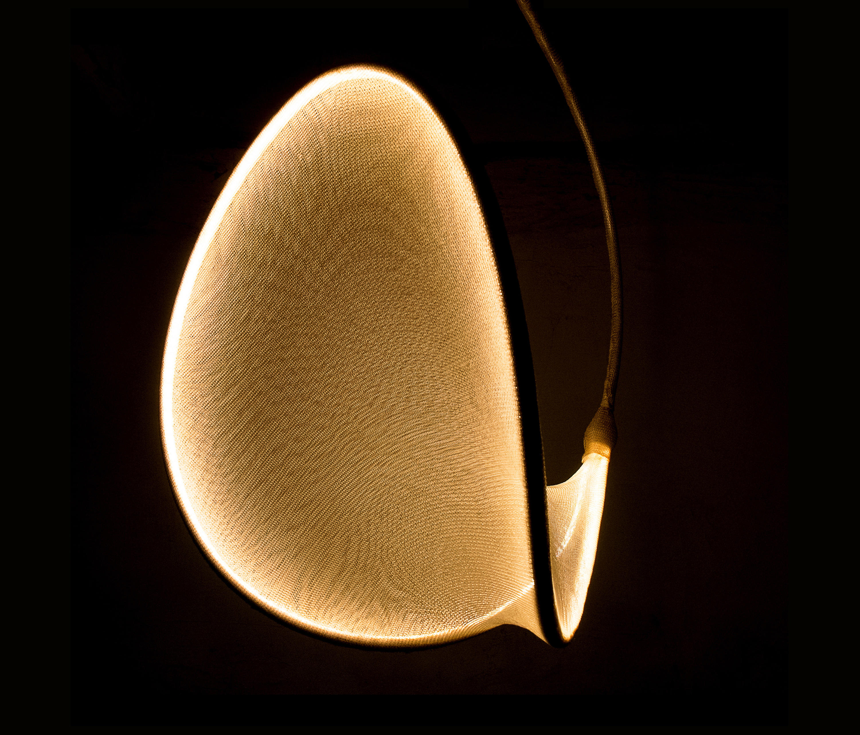 llll.05  Golden coloured sculptural led light stretched fabric - llll