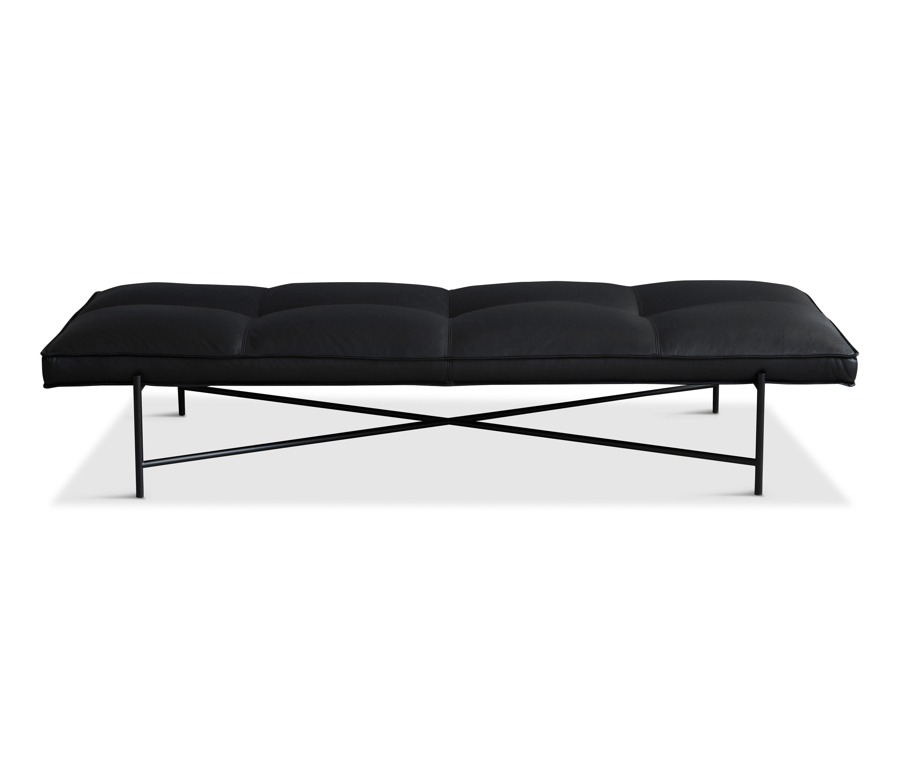 Daybed Black Aniline Leather, Leather Day Beds