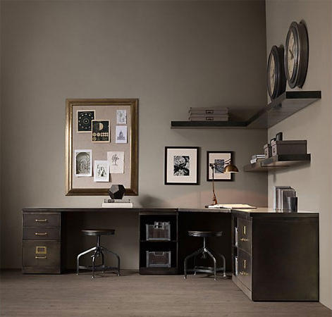 1940s Industrial Modular Office Double Corner Desk System | Architonic