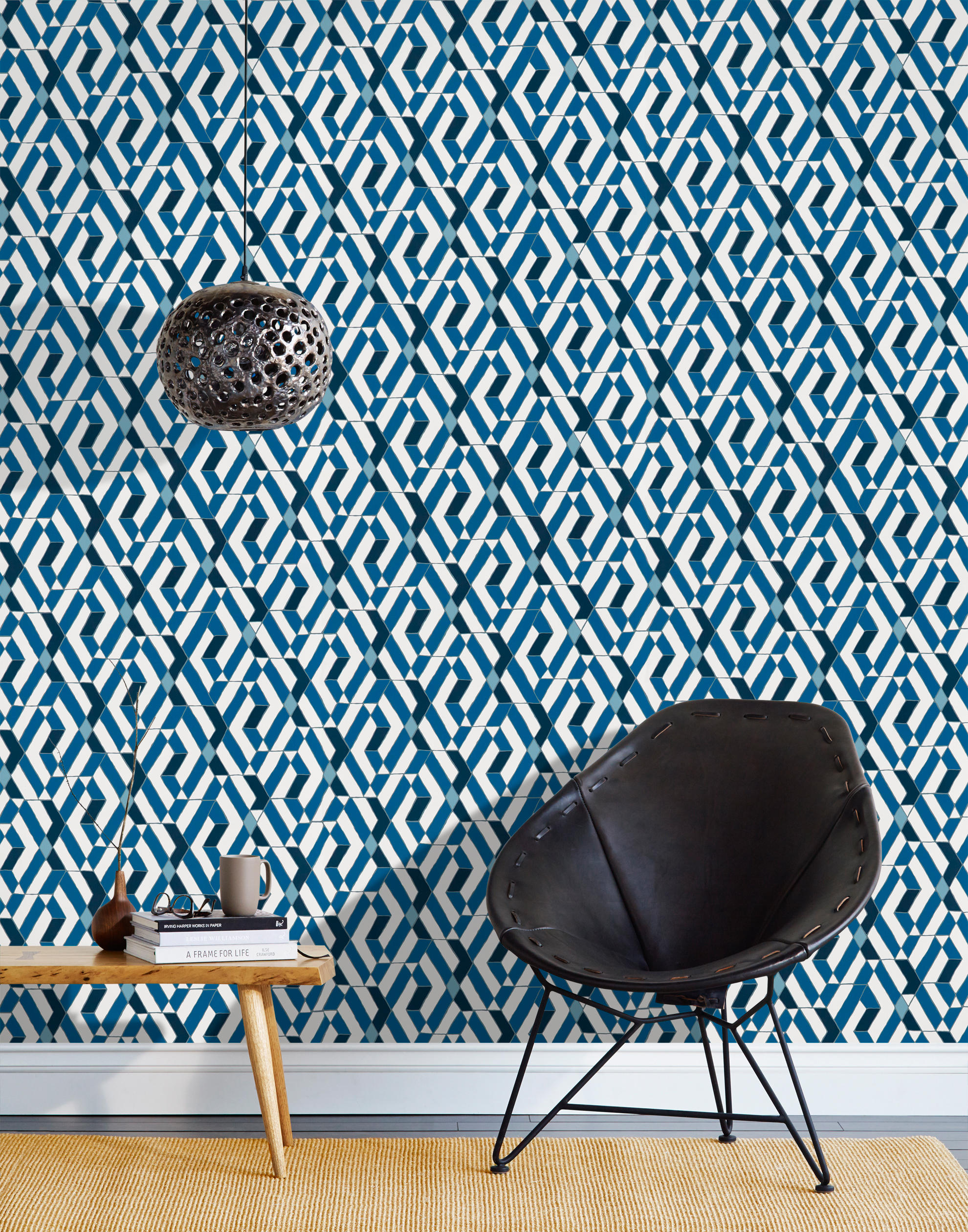Hygge and West Pineapple Wallpaper in Blue  Contemporary  Bathroom