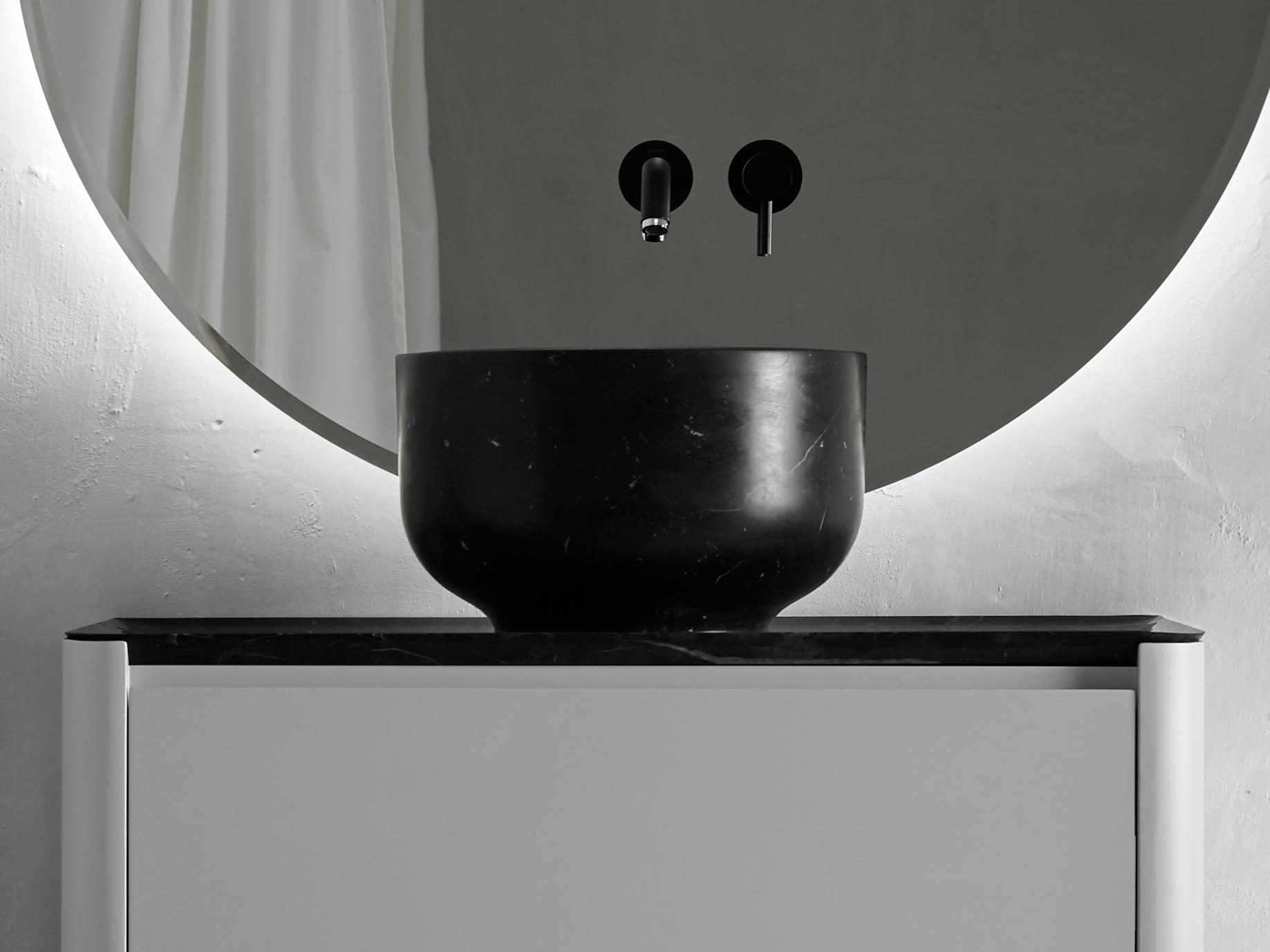 ORIGIN TOP MOUNTED BLACK MARQUINA MARBLE H25 WASHBASIN Wash basins