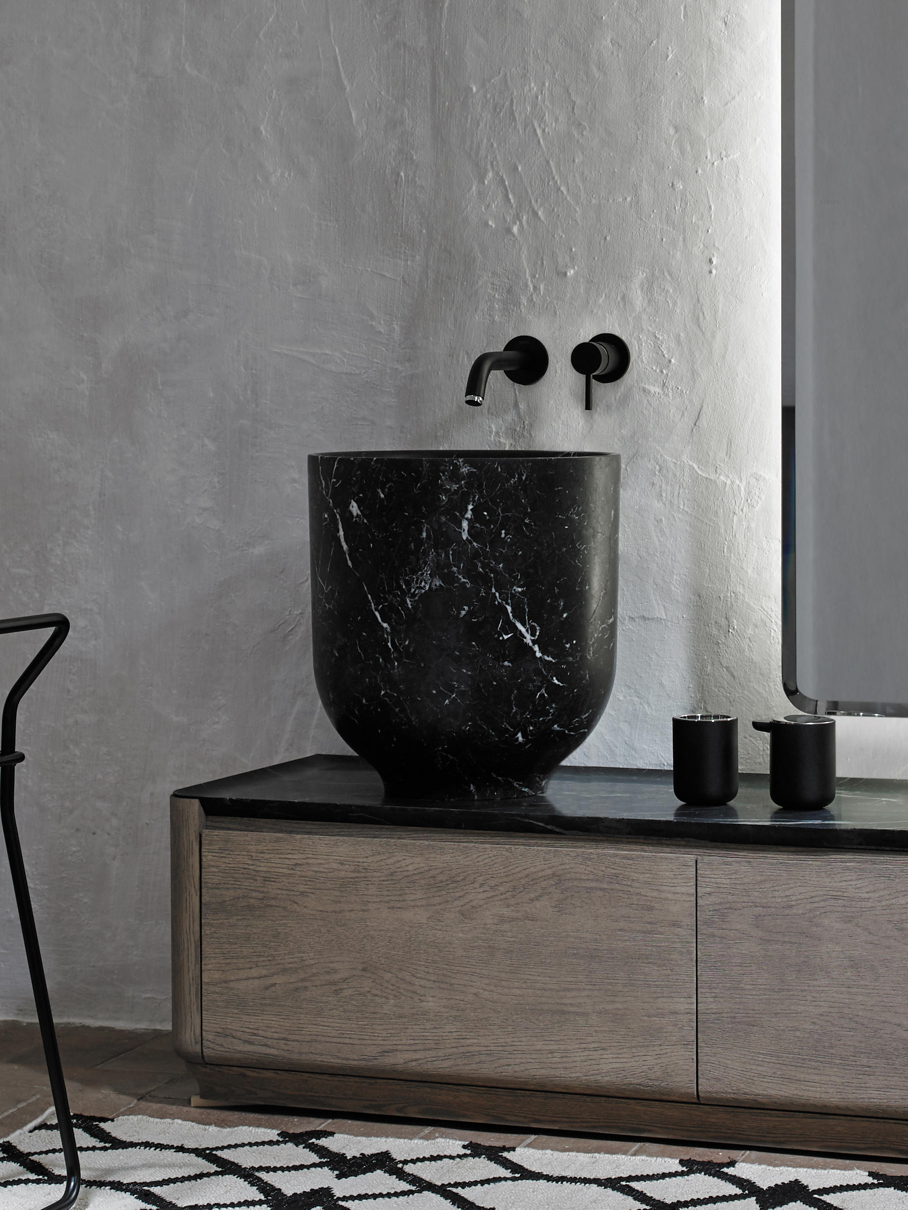 ORIGIN TOP MOUNTED BLACK MARQUINA MARBLE H45 WASHBASIN Wash basins