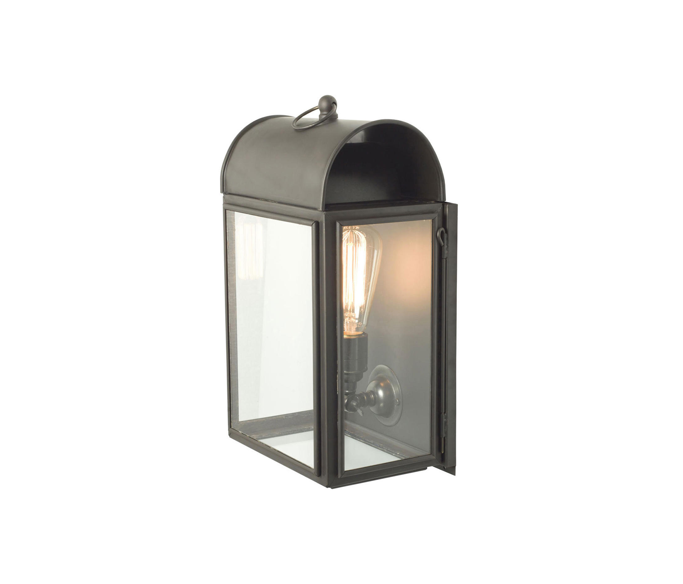7250 Domed Box Wall Light Weathered Brass Clear Glass