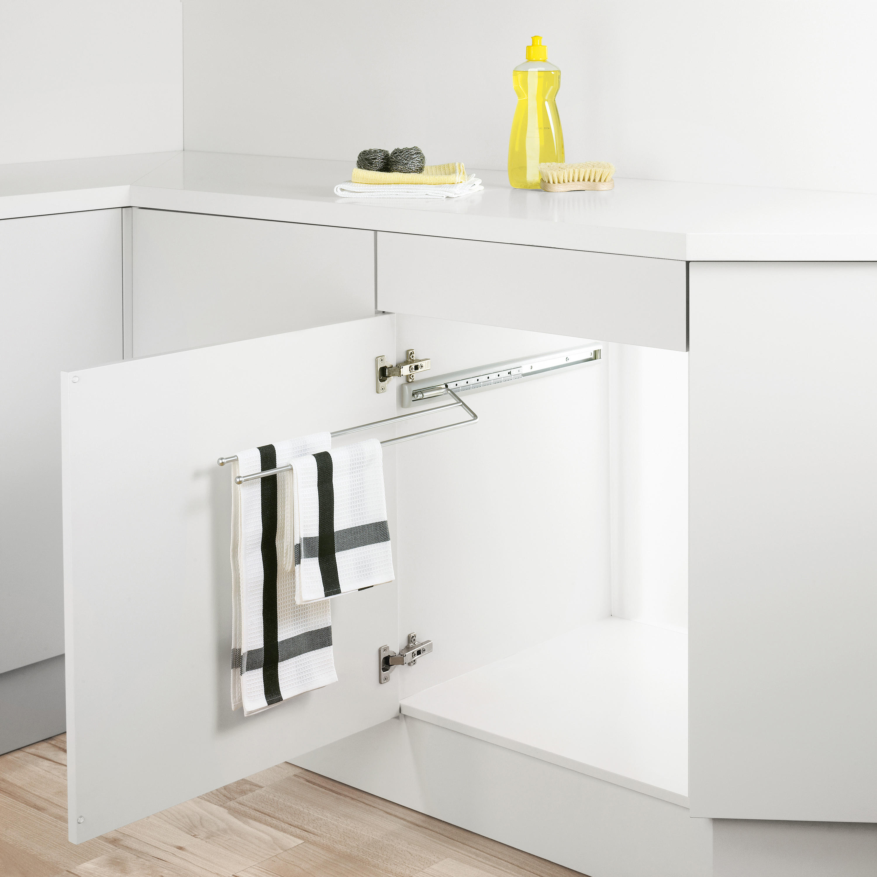 Liseng Toallero de cocina doble para armario de cocina soporte extensible para toallas de mano para ajuste universal en interior o exterior 