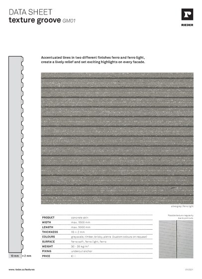 Data Sheet | texture groove | GM01