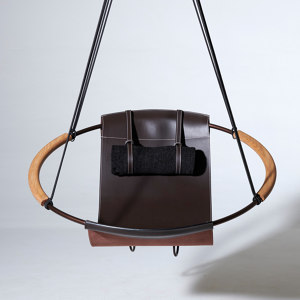 Sling Wooden Armrest - Thick Leather - Hanging Chair