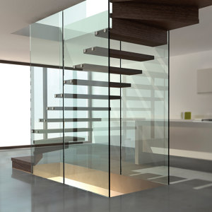 Glass wall staircase
