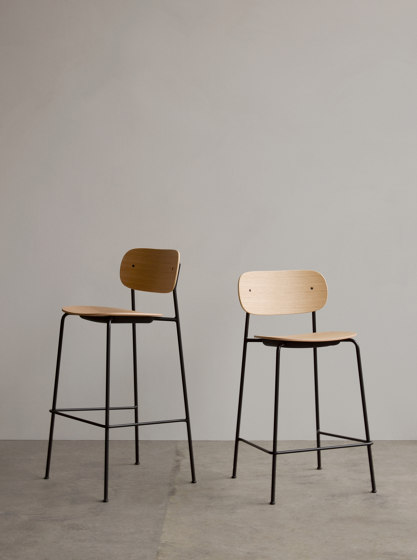 Co Bar Chair, Black Steel | Dark Stained Oak / Dakar 0842 | Bar stools | MENU