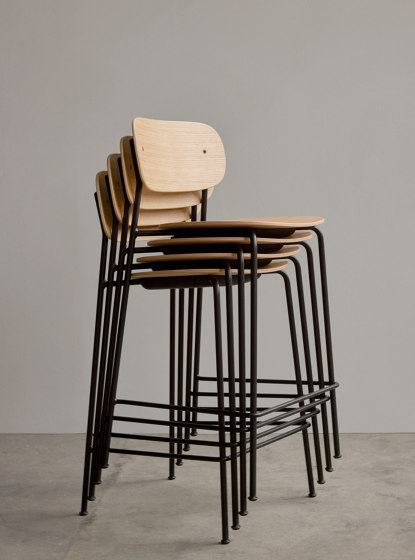 Co Bar Chair, Black Steel | Dark Stained Oak / Dakar 0842 | Bar stools | MENU