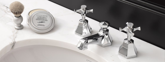 Cubist Three-Hole Basin Mixer with Pop-Up Waste | Wash basin taps | Czech & Speake